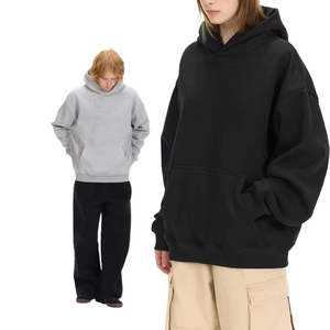 NUOVO Felpa con Cappuccio Unisex Ecologica in Cotone e Poliestere, 500gsm, Pesante, Calda, con Strato d'Aria, Tinta Unita, Ispessita - Product Image 1