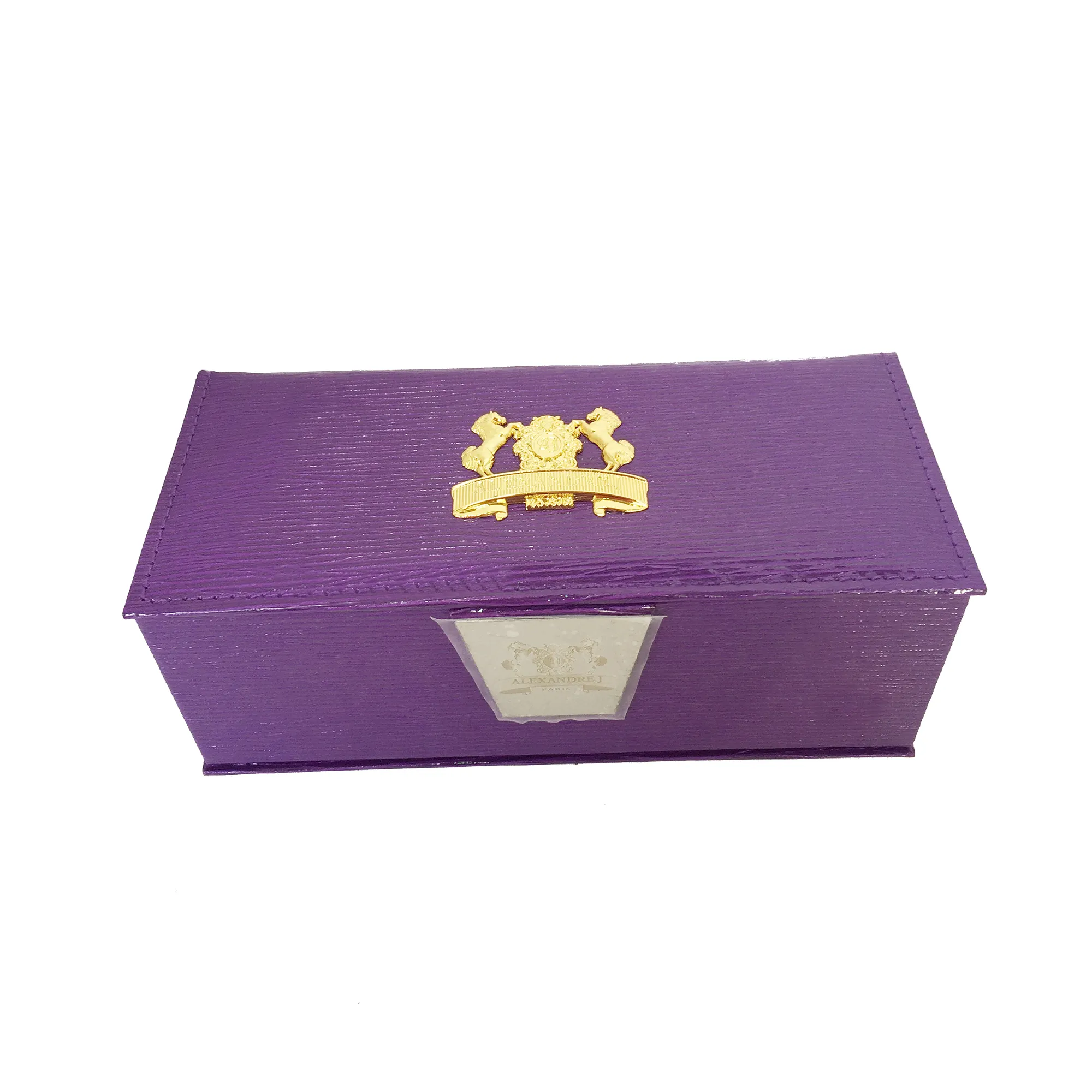 Роскошная парфюмерная деревянная кожаная коробка с металлическим индивидуальным логотипом