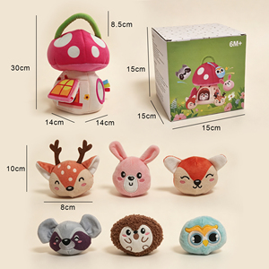 Juguete Montessori Casa de Hongos con Animales de Peluche de la Selva, Sonajero, Papel Arrugado, Espejo y Tapete Sensorial para Bebés y Niños Pequeños - Product Image 2