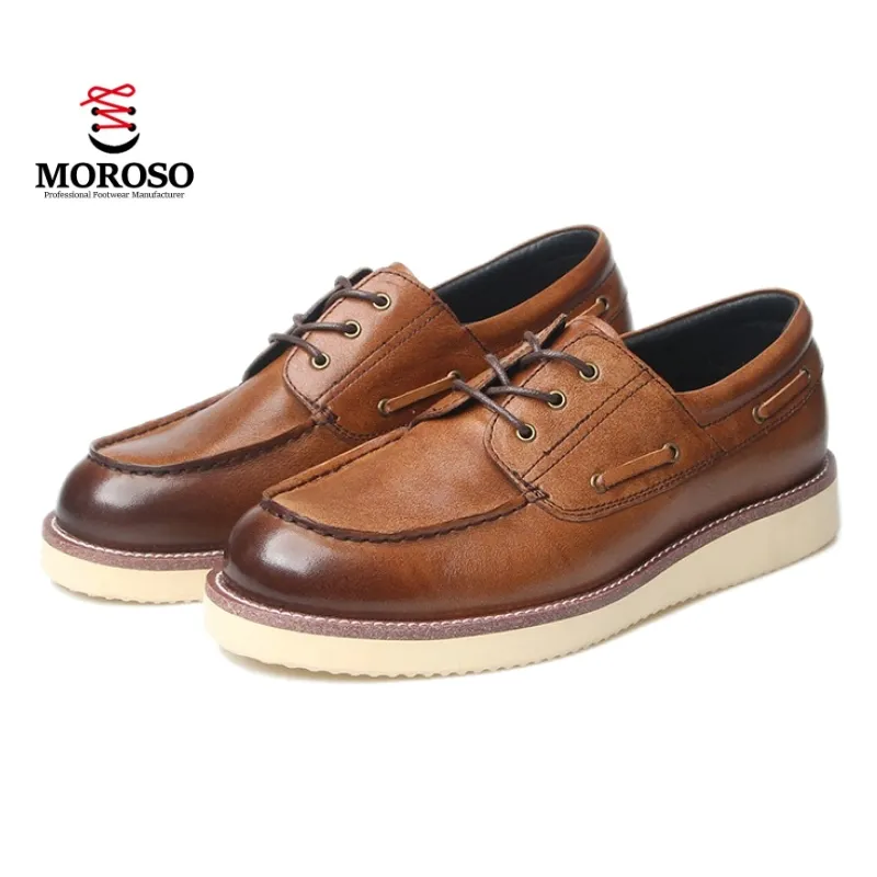 New style in spring and summer Sailing shoe top layer cow leather vintage leather shoes men's casual shoes