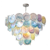 Coloré Murano Art Français À La Main Lustre En Verre Coloré Accessible De Luxe Vintage Style Médiéval pour Salon Plafond