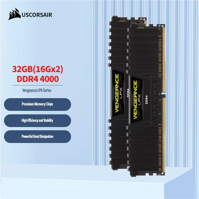 USCorsair Vengeance 8G 16G 32G DDR4 DRAM 4000MHz C18 Desktop Memory Kit Black Vengeance Black/White