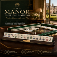 Tuiles de Mahjong américaines en acrylique double couche, thème Manoir, dos vert foncé, motif crête dorée, finition lisse de qualité supérieure