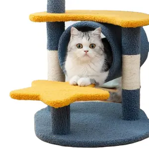 Cat Tree With Sisal Rope Interactive Jumping And Scratching Platform For Pets House Type Pet Cage Carrier Large Wooden Modern