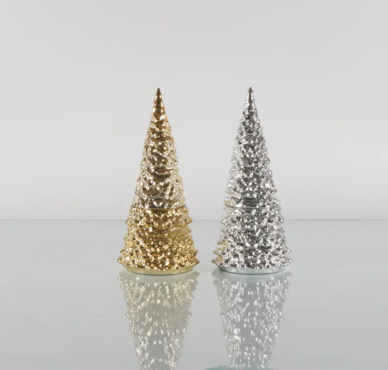 Árvore soprada de metal para decoração de mesa de Natal lâmpada de luxo