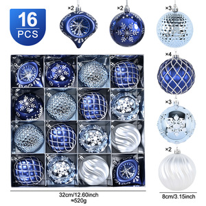Adorno Navideño de 8 cm, 16 Piezas, Bola de Navidad Galvanizada, Bola de Decoración Navideña Pintada a Mano, Árbol de Navidad - Product Image 6