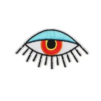 Nouveau Patch en tissu tissé écologique, décoré en chenille, brodé jaune, thème été, motif œil protecteur, thermocollant et à coudre, pour chapeaux et vêtements XS003