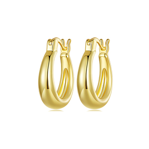 ต่างหูห่วงชุบทองคลาสสิก โลหะผสม เครื่องประดับแฟชั่นสำหรับทุกเพศ - Product Image 1