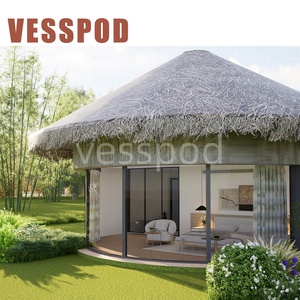 Casa Redonda Prefabricada de Diseño <span class=keywords><strong>Tropical</strong></span> Europeo de Lujo, Villa Modular en Forma de Domo de Madera y Acero, Cápsulas para Dormir para Hoteles junto al Mar - Product Image 6