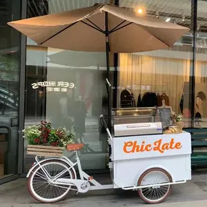 Ice Cream Roll Food Push Cart Bike Cart Coffee Bicycle With Freezer For Sale Hand Push Bike Food Carts