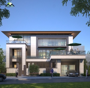 Villa moderna de acero con paredes de vidrio y espacio exterior para vivir al aire libre con piscina - Product Image 5