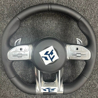 Volant personnalisé en cuir noir avec poignée à trous complets pour Mercedes Benz GLC E S CLS AMG