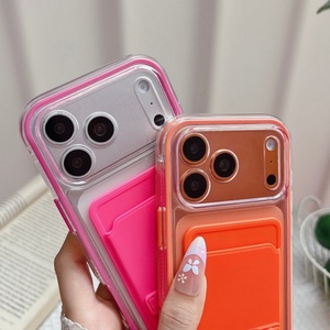 Nouvelle coque de téléphone 2-en-1 antidérapante avec cadre coloré et porte-cartes transparent pour iPhone 11 12 13 14 15 16E 17Air - Product Image 3