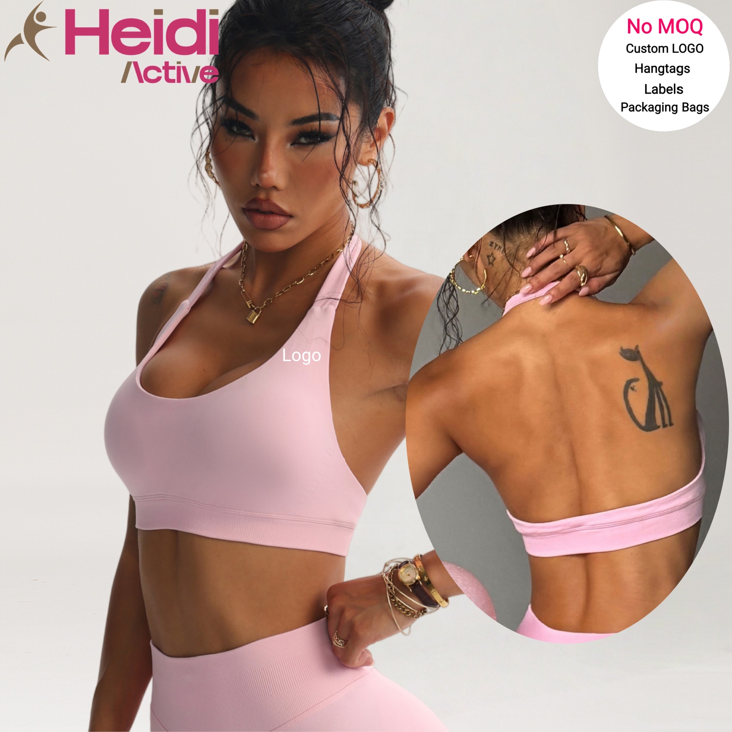 Yoga Set New Design Yoga Gym Clothes Sports Tank Top Seamless Breathable Quick Dry Lightweight High Impact Halter Neck Sport Bra