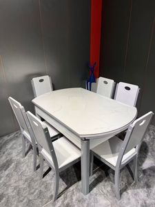 Rắn gỗ đá tấm bàn ăn ánh sáng sang trọng có thể thu vào mở rộng hiện đại Thiết kế tối giản cho nhà hoặc khách sạn sử dụng - Product Image 6