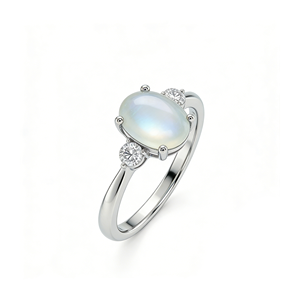 Anillo de compromiso de lujo chapado en oro de 14k con piedra de nacimiento, anillos unisex de piedras preciosas con piedra lunar de corte ovalado cultivada en laboratorio VS para fiestas y ocasiones de junio - Product Image 1