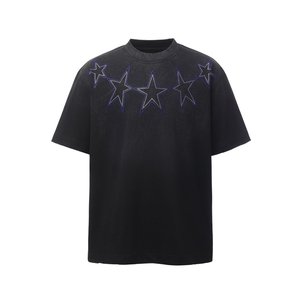 Camiseta de algodón puro de peso pesado para hombre, estilo americano, lavado ácido, desgastada, informal, manga corta, vintage, novedad 2026 - Product Image 1