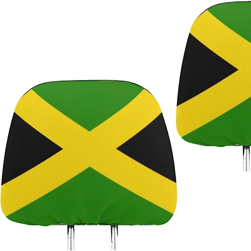 Custom Cheap elastic Jamaica Headrest Cover bandiera giamaicana adatta per auto furgoni camion