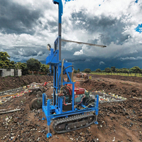 Foreuse de puits d'eau sur chenilles - Alimentée au diesel - Machine de forage portable - Moteur de pompe de boîte de vitesses - Profondeur max. 200 m - Facile à utiliser