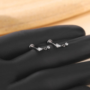 Heart Shape <b>Titanium</b> Earrings With Cubic Zirconia Prong Setting For Ear Piercing Jewelry Unisex Fashion <b>Studs</b> - Product Image 2