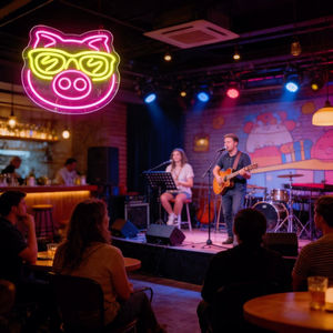 Letrero Luminoso LED de Neón con Diseño de Cerdo con Gafas de Sol, Regulable, Alimentado por USB, Decoración de Pared Multiusos para Bar, Gimnasio, Oficina, Sala de Juegos, Fiesta, Halloween - Product Image 6