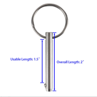 4 pièces en acier inoxydable Diamètre 1/4 "Longueur utilisable 1-1/2" Longueur hors tout 2 "Bimini Top Pin Marine Hardware Quick Release Pin