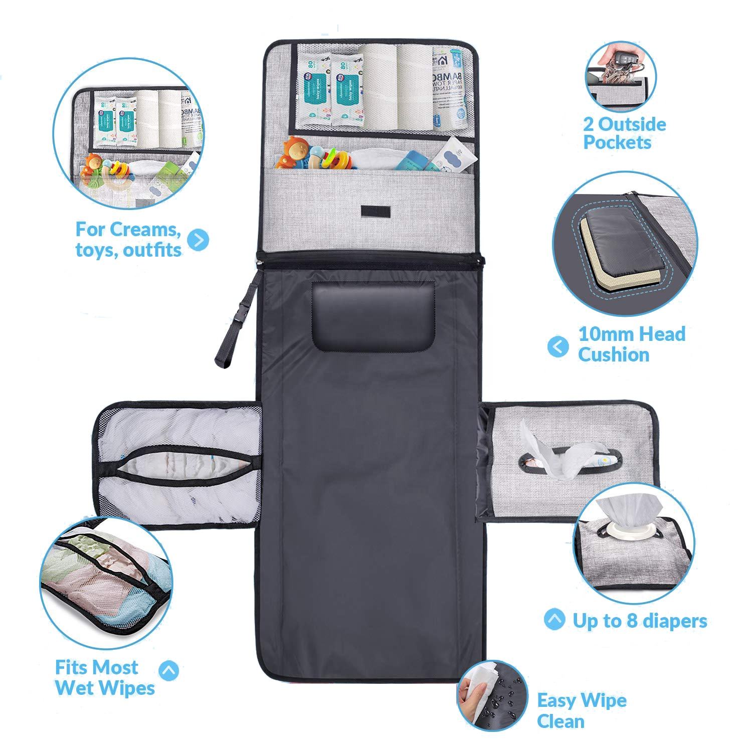 Diaper Changing Pad Ava Oliver Vegan Leather Baby Changing Mat