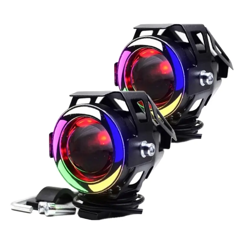 U7 Electric Motorcycle RGB Laser Cannon LED Headlights Strong High Beam External Explosive Flash Colorful Spotlights Accessory