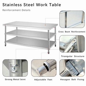 Premium Stainless Steel Work <strong>Table</strong> Restaurant <strong>Kitchen</strong> Use <strong>Prep</strong> <strong>Table</strong> Stainless Steel Preparation <strong>Table</strong> - Product Image 2