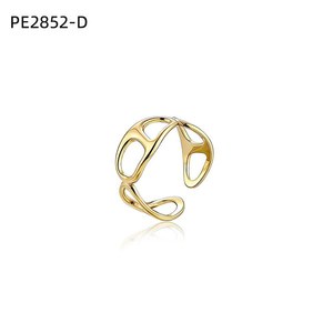 Boucle d'oreille manchette large ajourée géométrique en maille PE2852 pour femme, sans piercing, clip d'oreille hélix, avant-gardiste, tendance, cadeau - Product Image 2