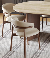 Ensemble de table à manger ovale moderne 6 places, meubles de cuisine en bois massif, table et chaises pour la maison et le restaurant