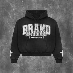 Sudaderas con capucha informales de peso pesado personalizadas para hombre, conjuntos de sudaderas, ropa de calle con cremallera, estampado de transferencia de calor, cuerdas de lavado ácido de gran tamaño - Product Image 2