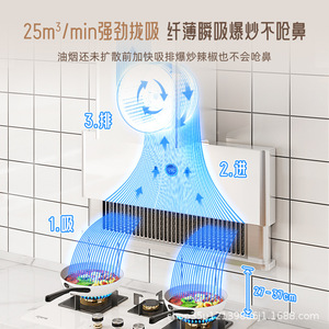 Hotte de cuisine moderne avec débit d'air minimum de 32 mm, aspiration supérieure, panneau en verre trempé, système de ventilation de cuisine blanc - Product Image 2