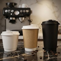 Gobelet à café double paroi en papier de 90 mm pour boissons glacées, à emporter, avec couvercles anti-fuite pour les magasins de Boba