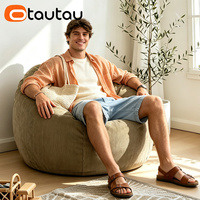 OTAUTAU Housse de pouf moderne en velours côtelé pour adultes et enfants, housse amovible, fauteuil inclinable, siège d'angle de salon, pour jeux et films