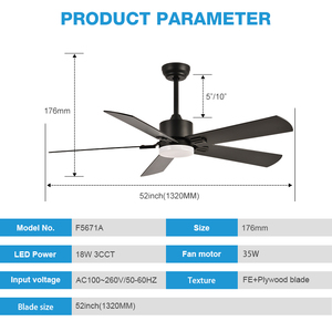 Ready to Ship Competitive Price Modern Indoor Living Room 52Inch DC Motor 5 Plywood Blade Led <strong>Ceiling</strong> <strong>Fan</strong> <strong>with</strong> Light and <strong>Remote</strong> - Product Image 3