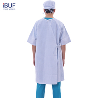 Robe de patient unisexe réutilisable imprimée à manches courtes et col rond avec bonnet chirurgical assorti
