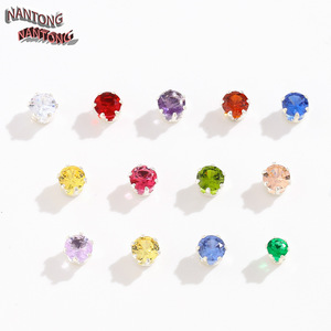 Piedras redondas de circonita NANTONG con engaste de seis puntas, cristales de colores para la fabricación de pulseras, accesorios de joyería DIY. - Product Image 1