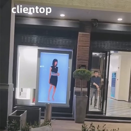 85 Inch Transparent Lcd Display Human Size 3d Advertising Screen Transparent Cabinet showcase for Shopping Mall Exhibitions