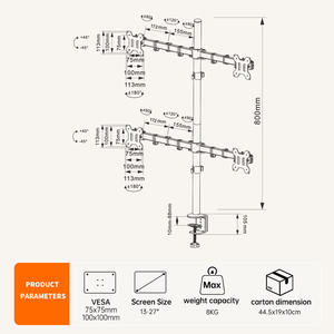 Nouveau support de moniteur VESA à bras articulé en acier allié, réglable en hauteur, <span class=keywords><strong>rotation</strong></span> à 360°, inclinaison à 90°, pour écrans de 13 à 27 pouces, en stock - Product Image 6