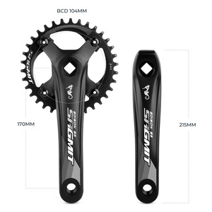 Sagmit Mountain Bike Crankset 34T 170mm Hollow Alloy Integrated <b>Square</b> Hole Single Chainring for 7-12 <b>Speed</b> - Product Image 2