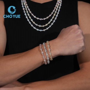 Collar de cadena de tenis de moissanita con cruz de 3 mm, de plata de ley 925, estilo hip hop, que pasa la prueba del diamante - Product Image 5