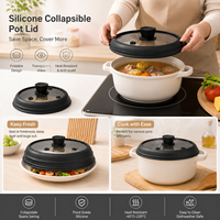 Couvercle de casserole en silicone de qualité alimentaire pliable multi-usages, couvercle universel pour ustensiles de cuisine en verre, résistant à la chaleur, protection contre les éclaboussures au micro-ondes