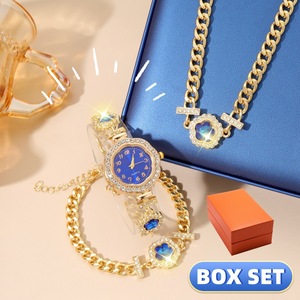 Nouvelle montre en quartz de luxe pour femmes, ensemble de bijoux en or à cinq feuilles de tournesol, ensemble de cinq pièces - Product Image 2