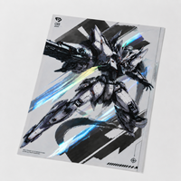 Affiche d'art personnalisée en feuille holographique/argentée, impression métallique holographique, illustration Mecha Anime/Manga, posters décoratifs pour fans