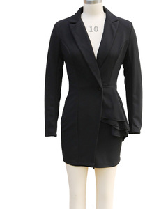 Robes de costume élégantes pour femmes, nouveau style, à col, avec bordure en bois et décorations aux oreilles, tendance - Product Image 6