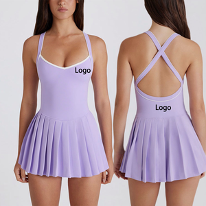 最新款女式撞色无袖连衣裙，加垫优雅奢华高尔夫匹克球网球服连体女式连衣裙 - Product Image 1