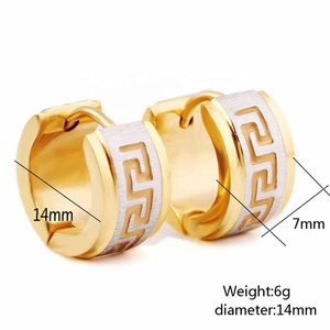 MECYLIFE-pendientes de aro de acero inoxidable con símbolo <span class=keywords><strong>griego</strong></span>, pendientes de aro con diseño de <span class=keywords><strong>gran</strong></span> pared cepillados - Product Image 4