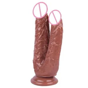 Женский двойной дилдо, Двойное проникновение во влагалище и анус, большой пенис с присоской, секс-игрушка, ремешок на два фаллоимитатора