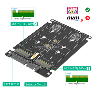 Adaptateur double NGFF M.<span class=keywords><strong>2</strong></span> B Key SSD vers SATA III <span class=keywords><strong>2</strong></span>,5 pouces avec boîtier en plastique noir - Product Image 2